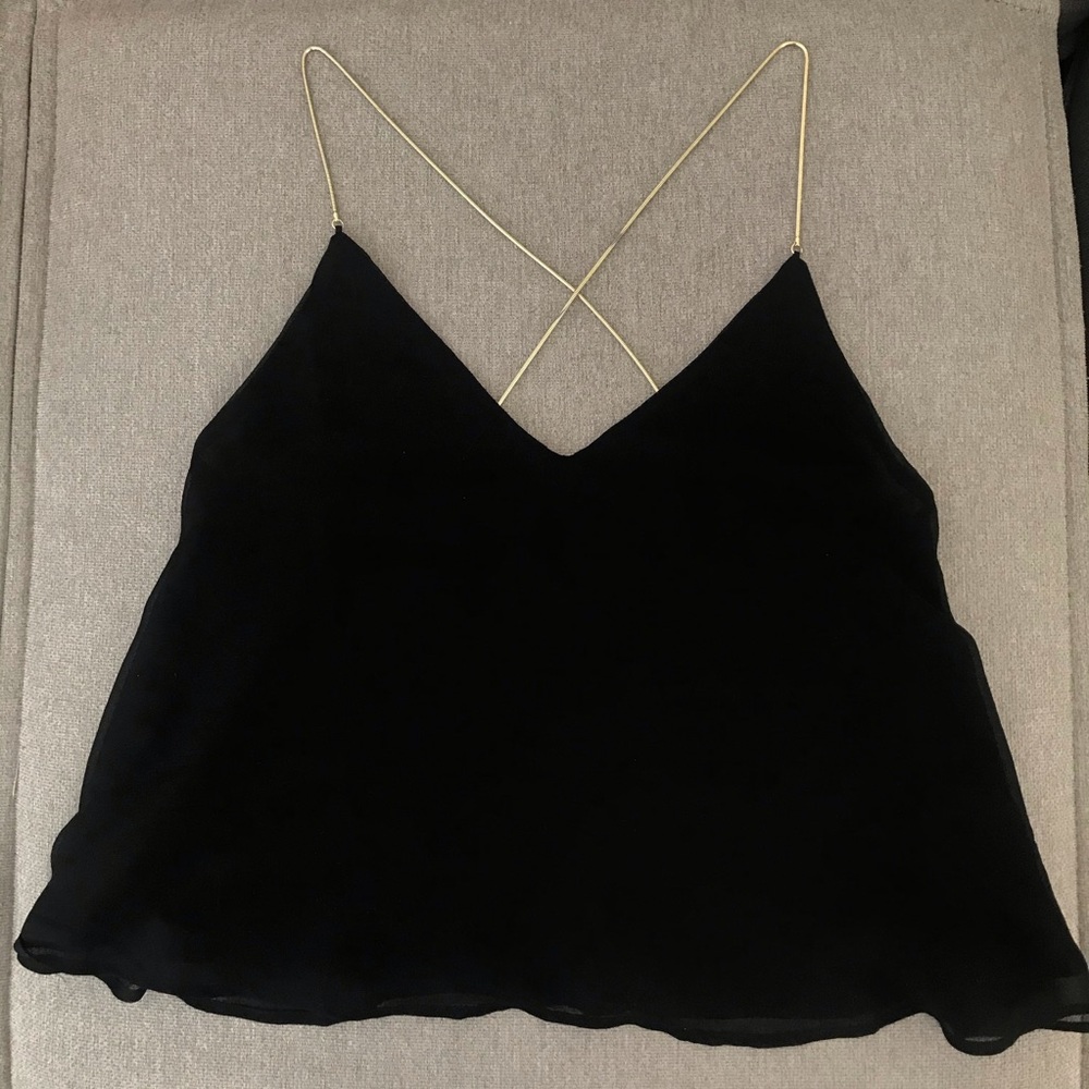 H&M blouse with gold chain straps